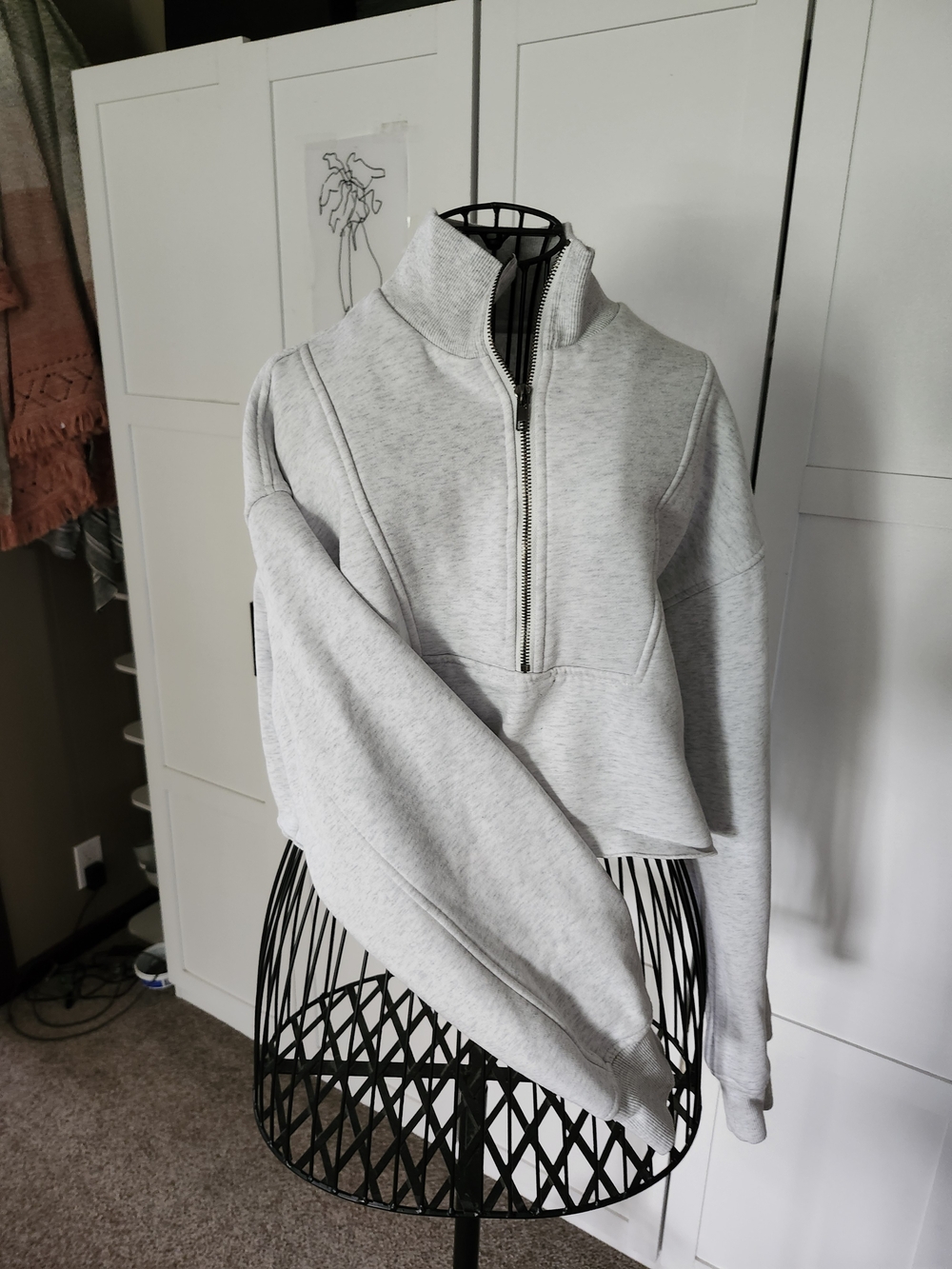 Allfenix Women's Light Gray Cropped Australian Half-Zip Hoodie Sz S